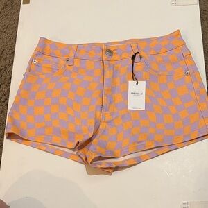 Forever 21 Vibrant Checkered Jean Shorts